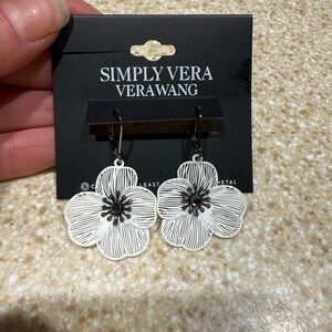 Simply Vera Vera Wang Black and White Floral Earrings